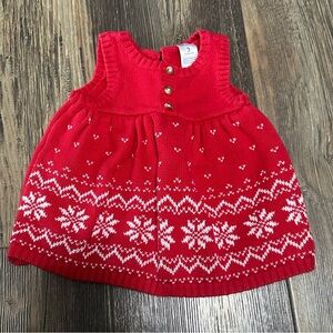 Carters 3 mo baby girl red snowflake knit sweater dress Christmas holiday outfit